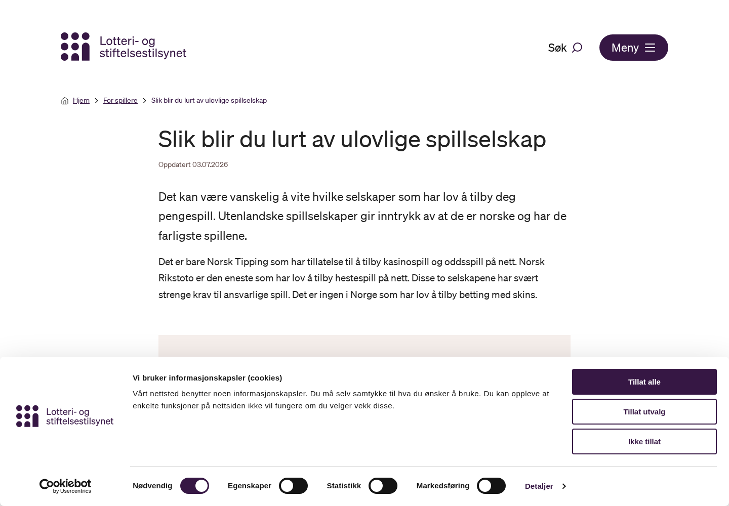 Lotteritilsynets veiledning om lovlige og ulovlige spillselskap